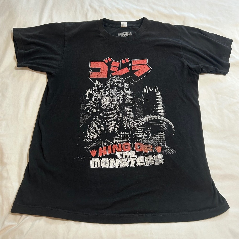 Godzilla King of the Monsters Graphic T-Shirt Mens Medium Black Cotton Kaiju Tee